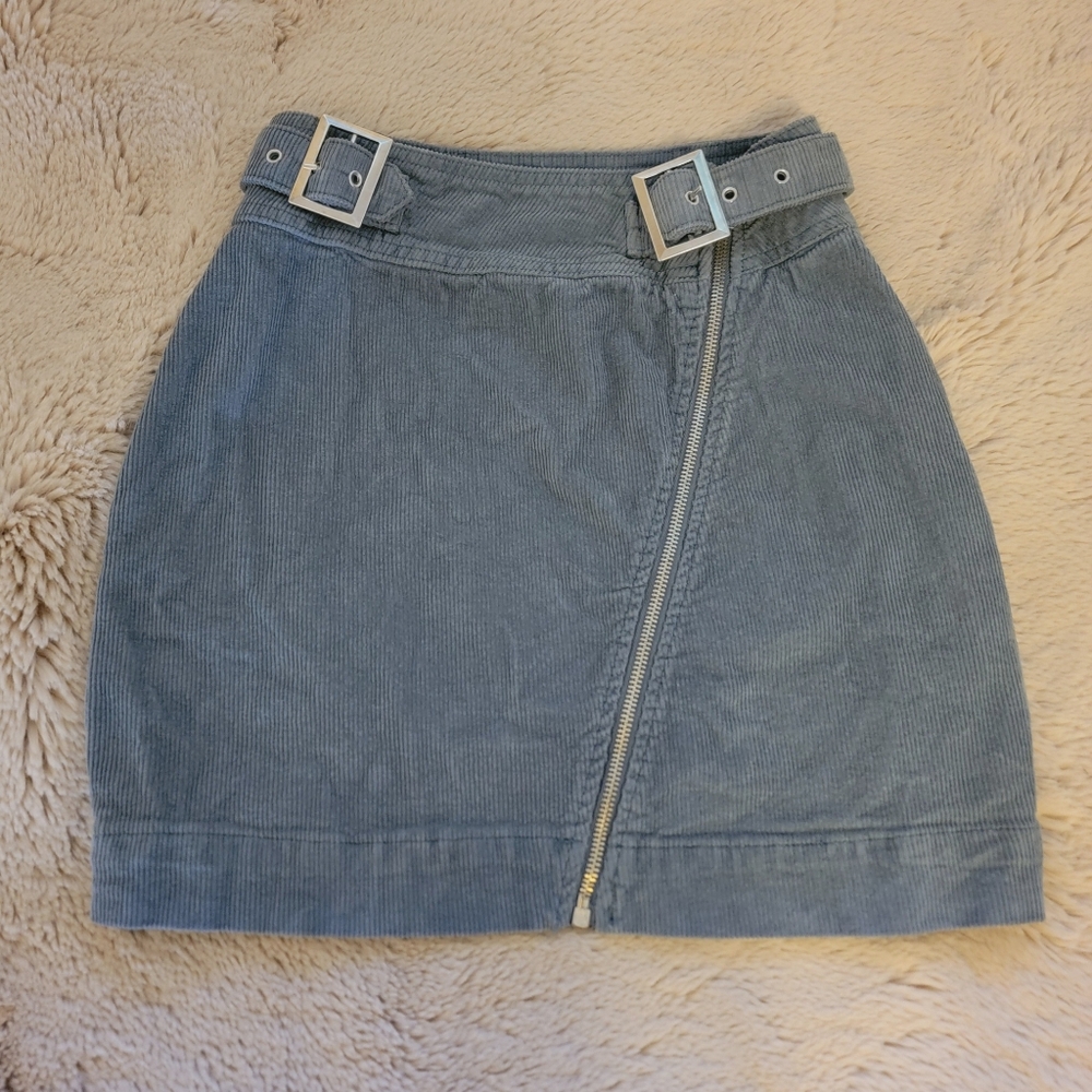 Urban Outfitters Blue Corduroy Mini Skirt with Front Zip